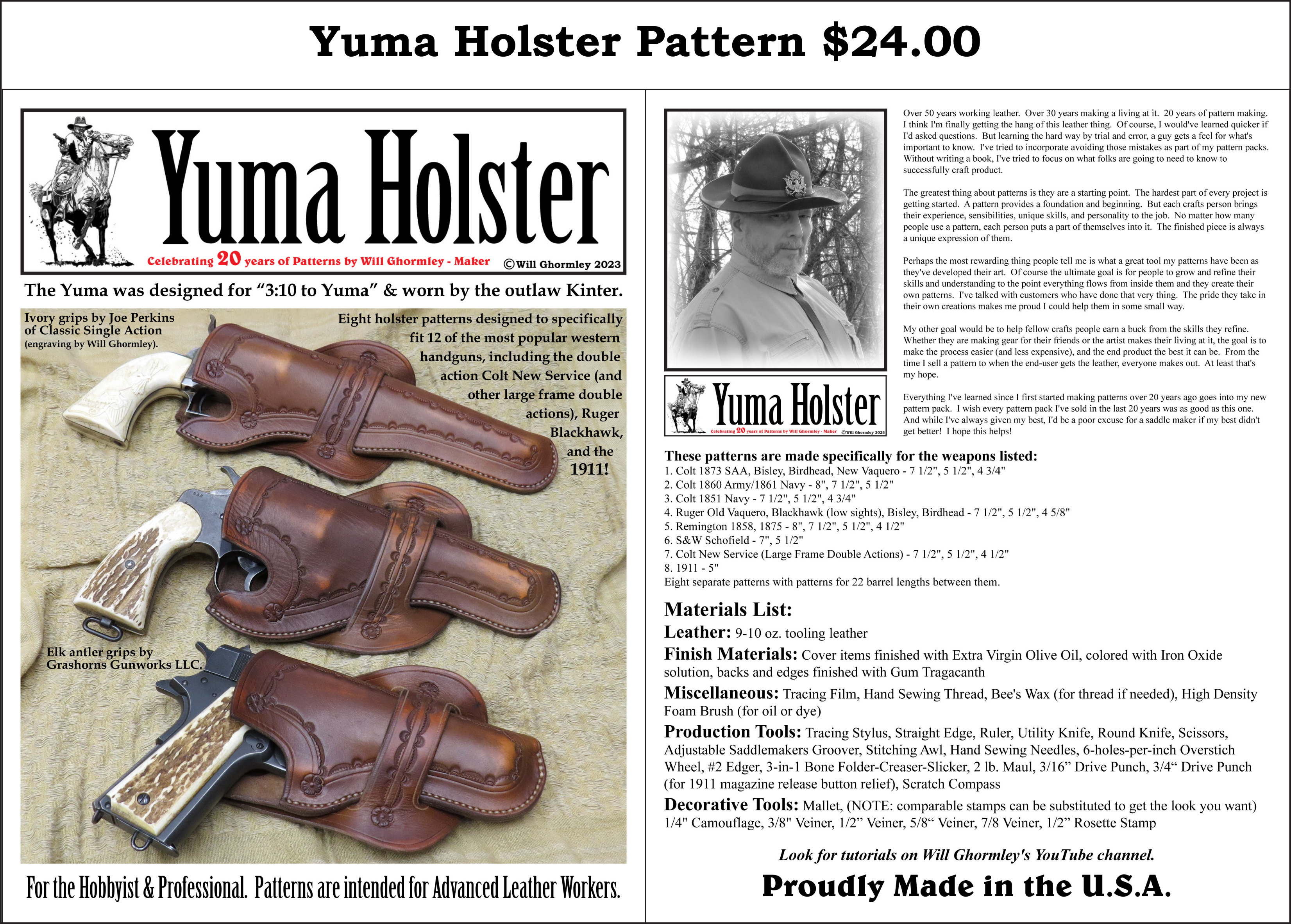 Yuma Holster Pattern — $24.00